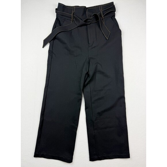 Maeve Pants - Maeve Anthropologie Paperbag Wide Leg Belted Ponte Pants Size 12 Black Womens